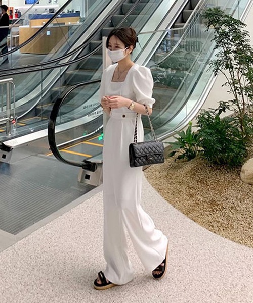 LUGG NAGG（ラグナグ） オールインワン スクエアネックパフスリーブ