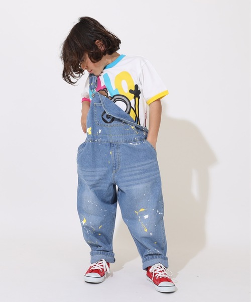MINIONS パンツ 親子お揃い ミニオン ペイントデニムサロペット
