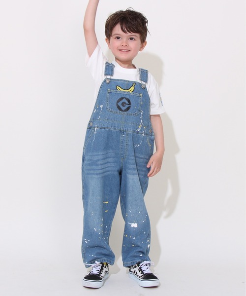 Bape Kids ミニオンズ パーカ 110 + おまけボトムス コスプレにも MINIONS パンツ 親子お揃い ミニオン ペイントデニムサロペット