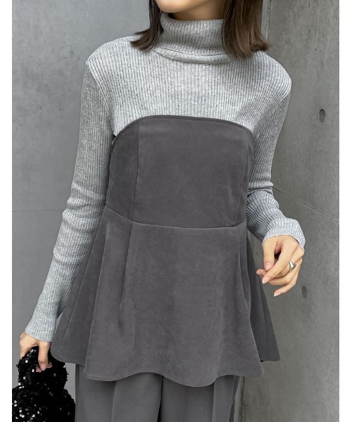 Re:EDIT（リエディ） キャミソール 2WAY微起毛ツイルペプラムビスチェ