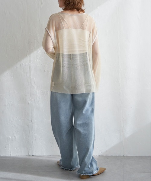 tシャツ dreamingメッシュtops レディース tシャツ シースルーメッシュロングトップス レディース