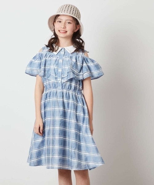 a.v.v ワンピース 「100-130」衿付オフショルワンピース キッズ