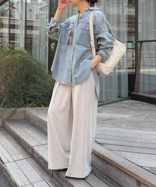 新品同様【MONN.:.(モン)】ビッグデニムシャツ MONN.:./ビッグデニムシャツ（シャツ/ブラウス）｜RIVE DROITE
