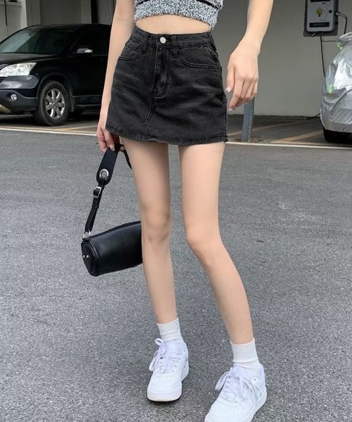 韓国風デニム♥バルーンデニムミニスカート/追跡有 miniministore デニムスカート デニムスカパン キュロット