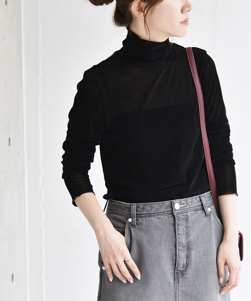 tシャツ quaranciel:「洗濯機可能」フロッキー シアー タートル ネック 2 レディース