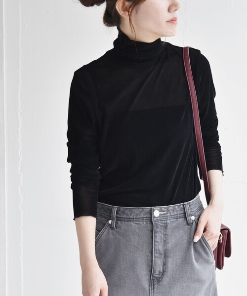 tシャツ quaranciel:「洗濯機可能」フロッキー シアー タートル ネック 2 レディース