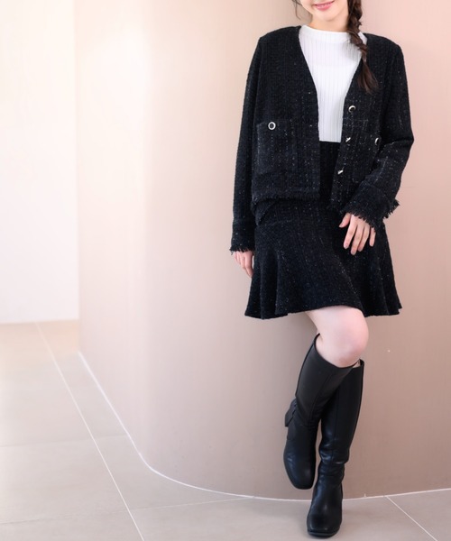 MISCH MASCH 2024秋冬新作 ラメツイードジャケット ブラック　M MISCH MASCH - MISCH MASCH 2024秋冬新作 ラメツイード