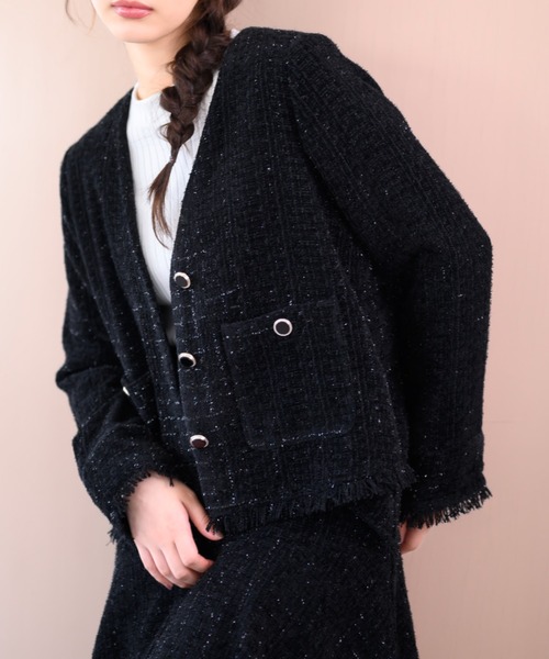 ジャケット・アウター MAI ミッシュマッシュ MISCH MASCH 【2024秋冬新作】ラメツイード