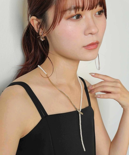 Kana ネックレス 入学式 パール アシンメトリー Y字型 エレガント Kana ネックレス 入学式 パール アシンメトリー Y字型 エレガント