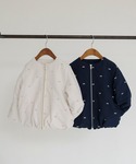 ブルゾン アウター リボン柄刺繍中綿ブルゾン ...の詳細画像3