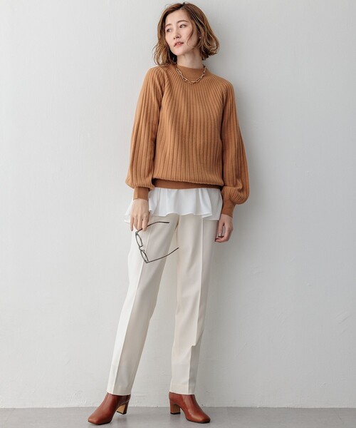 パンツ 「Oggi2月号掲載/洗える」ウォームストレッチ テーパード