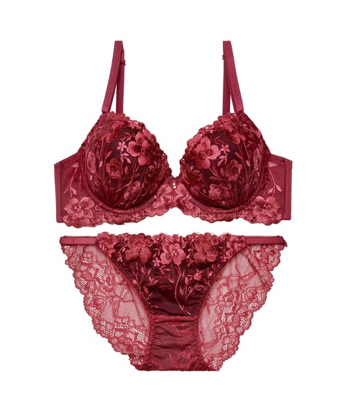 複数割-200★D65×2セット❤︎ディープフラワー♥️ブラジャー&Tバックセット✨ ブラジャー ショーツセット シャルム ディープ フラワー