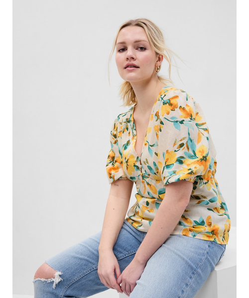 「GAP」 半袖ブラウス S グリーン レディース_画像5