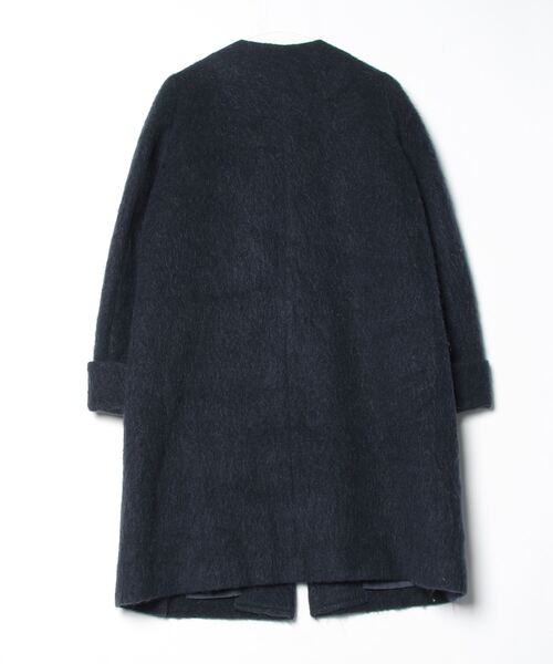 「Khaju」 ノーカラーコート 36 ネイビー レディース_画像2