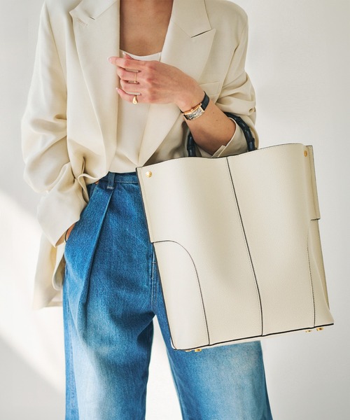 【潤】E'POR　BAMBOO BAG Large　オフホワイト E'POR トートバッグ 「E'POR」BAMBOO BAG Large「通勤」「A4対応