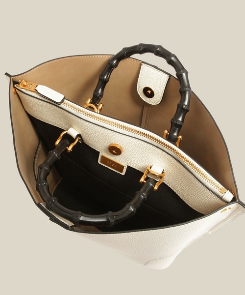 【未使用級】ÉPOR 　BAMBOO BAG Large　ベージュ　A4 ROPÉ(ロペ) / 【E'POR】BAMBOO BAG Large【通勤】【A4対応