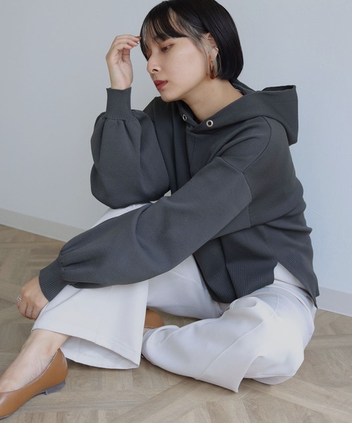 「HER CLOSET」 プルオーバーパーカー M ライトグレー レディース_画像3