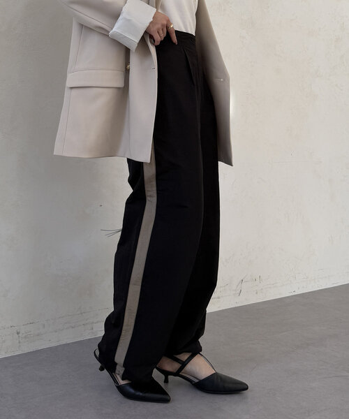 ハイク HYKE 22SS ワイドパンツ ストレッチ 陰る 1 ターコイズブルー 