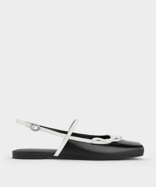 DOLCE&GABBANA スリングバックパンプス ホワイト/ブラック CHARLES ＆ KEITH（チャールズ&キース） パンプス ボウ スリングバック
