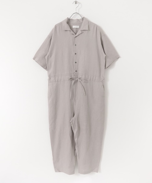 かぐれ パンツ リネンハーフスリーブオールインワン レディース