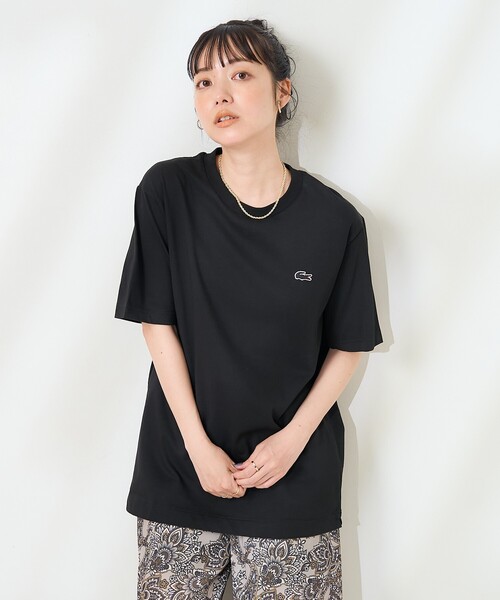 tシャツ LACOSTE/ラコステ ワンポイントTシャツ/アウトラインクロッククルーネックTシャツ レディース FREAK'S STORE tシャツ LACOSTE/ラコステ ワンポイントTシャツ