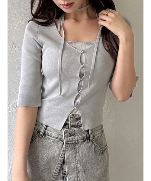 dazzlin（ダズリン） ニット セーター ハーフスリーブレイヤードカーデ