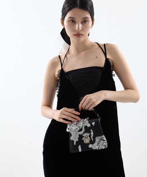 tanakadaisuke タナカダイスケ ハンドバッグ タナカダイスケ| Black faux leather handkerchief handbag
