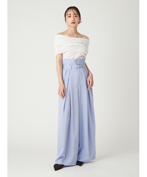 FRAY I.D パンツ ナローベルトハイウエストワイドパンツ  