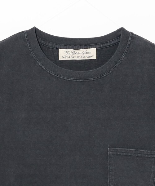 【新品、未使用】REMI RELIEF Compact Tシャツ ブラック REMI RELIEF（レミ レリーフ） tシャツ 「別注」REMI RELIEF / Pocket