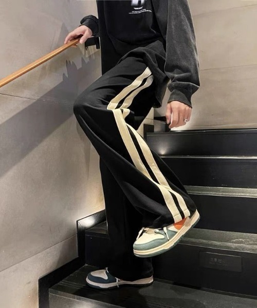 スウェットパンツ ジャージ サイドラインスウェットワイドパンツ