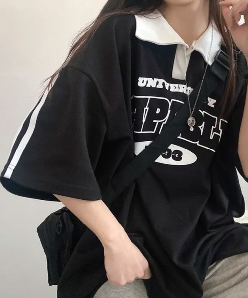 NANAHACHI tシャツ バイカラー Vネック 半袖Tシャツ レディース