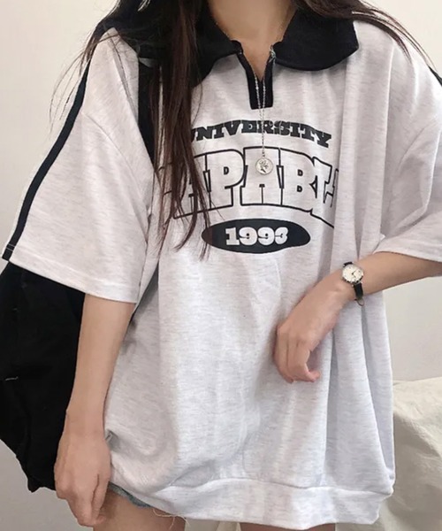 NANAHACHI tシャツ バイカラー Vネック 半袖Tシャツ レディース