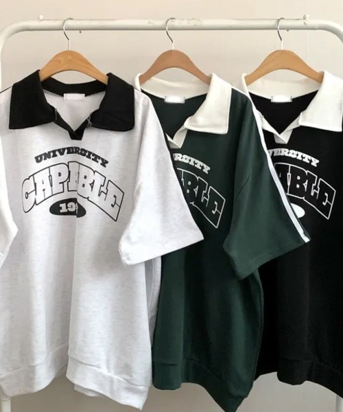 NANAHACHI tシャツ バイカラー Vネック 半袖Tシャツ レディース