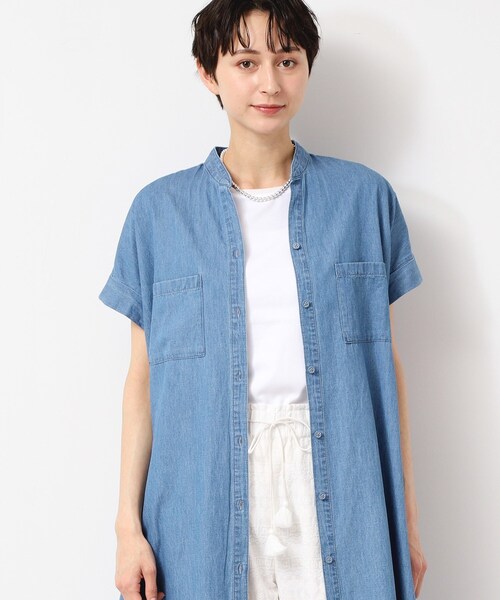 デッサン（Dessin）/【洗える】リネンブレンドデニム調シャツワンピース（S〜L） Dessin（デッサン） ワンピース 「洗える」リネンブレンドデニム調
