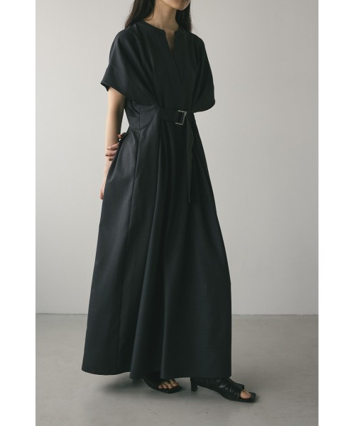 【新品未使用】STYLEMIXER バックルベルトワンピース　チャコールグレー STYLEMIXER | バックルベルトワンピース (ワンピース(ロング