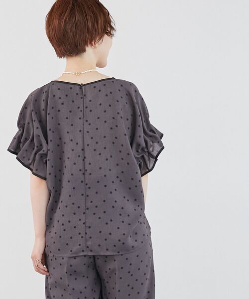 リネンライクスラブドットギャザーブラウス le.coeur blanc ブラウス シャツ リネンライクスラブドット