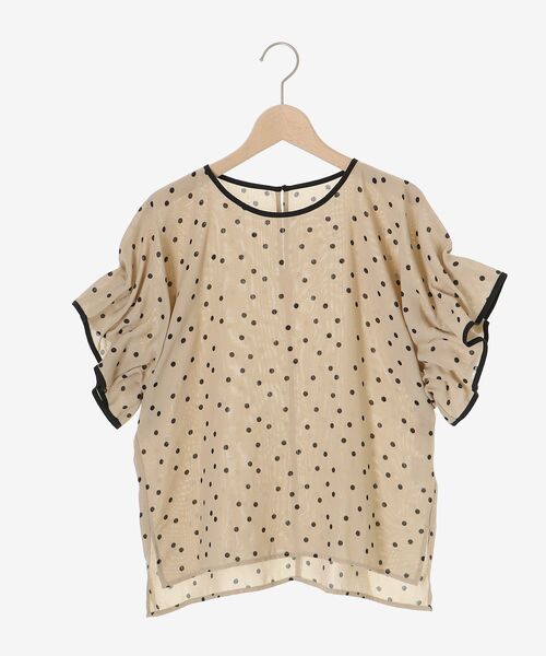 ブラウス シャツ リネンライクスラブドットギャザーブラウス レディース le.coeur blanc ブラウス シャツ リネンライクスラブドット