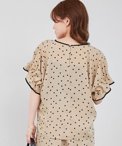 ブラウス シャツ リネンライクスラブドットギャザーブラウス レディース le.coeur blanc ブラウス シャツ リネンライクスラブドット