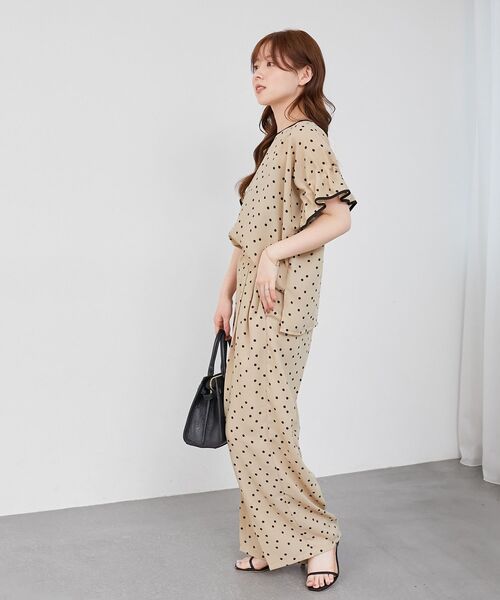 ブラウス シャツ リネンライクスラブドットギャザーブラウス レディース le.coeur blanc ブラウス シャツ リネンライクスラブドット