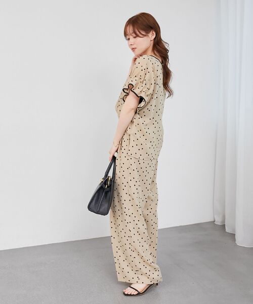 ブラウス シャツ リネンライクスラブドットギャザーブラウス レディース le.coeur blanc ブラウス シャツ リネンライクスラブドット