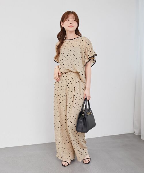 le.coeur blanc ブラウス シャツ リネンライクスラブドット
