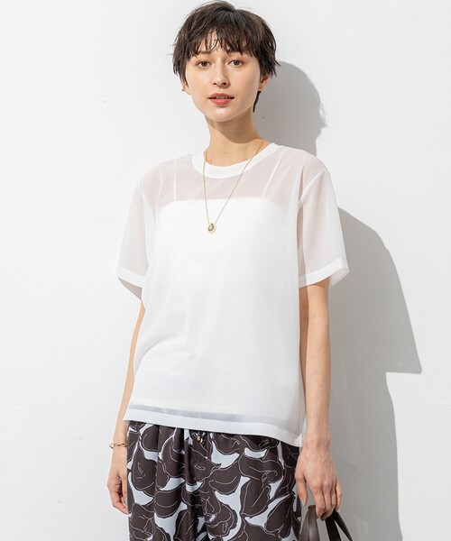 tシャツ 「SLOW/一部店舗限定」シースルートリコット シアー Tシャツ レディース