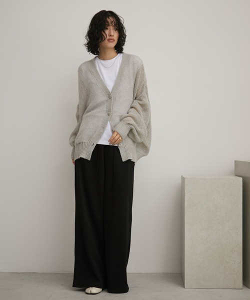 「Aunt Marie's」 ニットカーディガン FREE ブラウン レディース_画像2