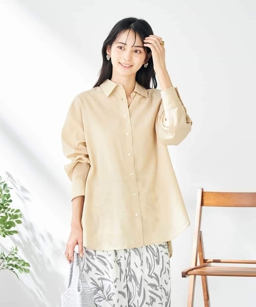 a.v.v（アー・ヴェ・ヴェ） リネンシャツ ブラウス シャツ 「マルチ 【新品タグ付き】リネン混 ベーシックシャツ