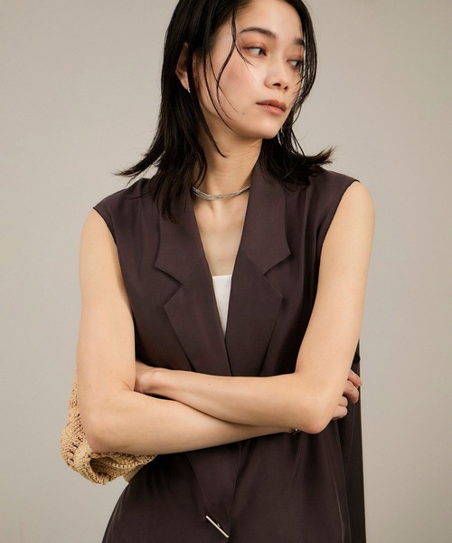 SALON adam et rope' ベスト ジレ キュプラツイルジレブラウス