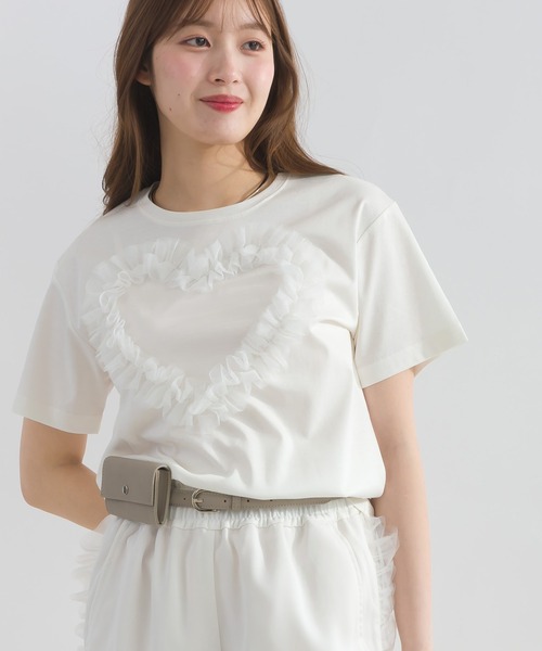 tシャツ ハートチュールカットソー レディース