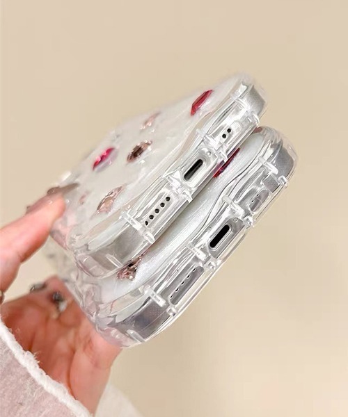c.u.l スマホケース ビジュー ハート ジュエリー クリア iPhone