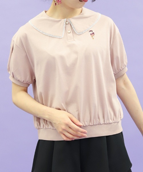 axes femme POETIQUE tシャツ アイスクリーム刺繍襟付プルオーバー