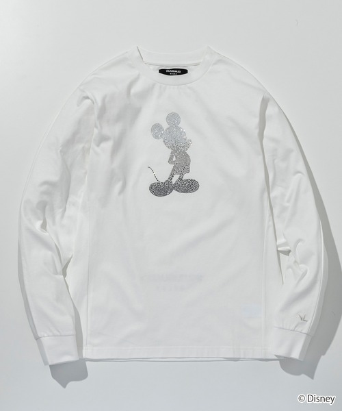 【1PIU1UGUALE3 RELAX】ミッキーマウスラインストーン Tシャツ 1PIU1UGUALE3 RELAX ミッキーマウス グラデーションライン