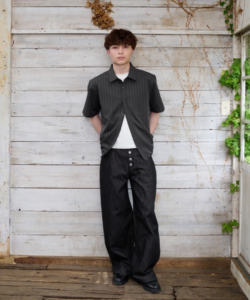kutir（クティール） シャツ DRAWCORD STRIPE SHIRT／ドローコード